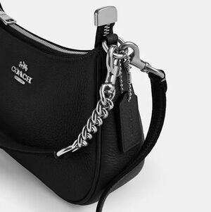 NWT! Stunning Coach Black Leather Teri Shoulder Bag With Silver Hardware